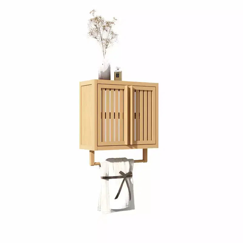 Mobiletto da bagno a muro GDFStudio Havenridge in bambù con ripiano e spazio portaoggetti