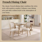 Sedie da pranzo in stile country francese, set da 2, con schienale a ventaglio imbottito, intagliato a filo, smontabile, beige