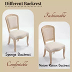 Sedie da pranzo in stile country francese, set da 2, con schienale a ventaglio imbottito, intagliato a filo, smontabile, beige