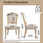 Sedie da pranzo in stile country francese, set da 2, con schienale a ventaglio imbottito, intagliato a filo, smontabile, beige