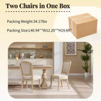 Sedie da pranzo in stile country francese, set da 2, con schienale a ventaglio imbottito, intagliato a filo, smontabile, beige