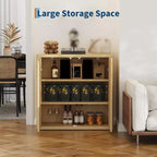 Mobile credenza da 34 pollici, credenza da ingresso in legno con mobile bar, armadietto a pavimento scanalato con ripiani regolabili, tavolo console multimediale per soggiorno