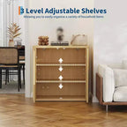 Mobile credenza da 34 pollici, credenza da ingresso in legno con mobile bar, armadietto a pavimento scanalato con ripiani regolabili, tavolo console multimediale per soggiorno