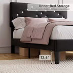 Struttura letto matrimoniale/queen size, struttura letto imbottita in velluto con canali verticali trapuntati e robuste doghe in legno, struttura letto a piattaforma di facile montaggio, senza rumore