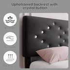Struttura letto matrimoniale/queen size, struttura letto imbottita in velluto con canali verticali trapuntati e robuste doghe in legno, struttura letto a piattaforma di facile montaggio, senza rumore