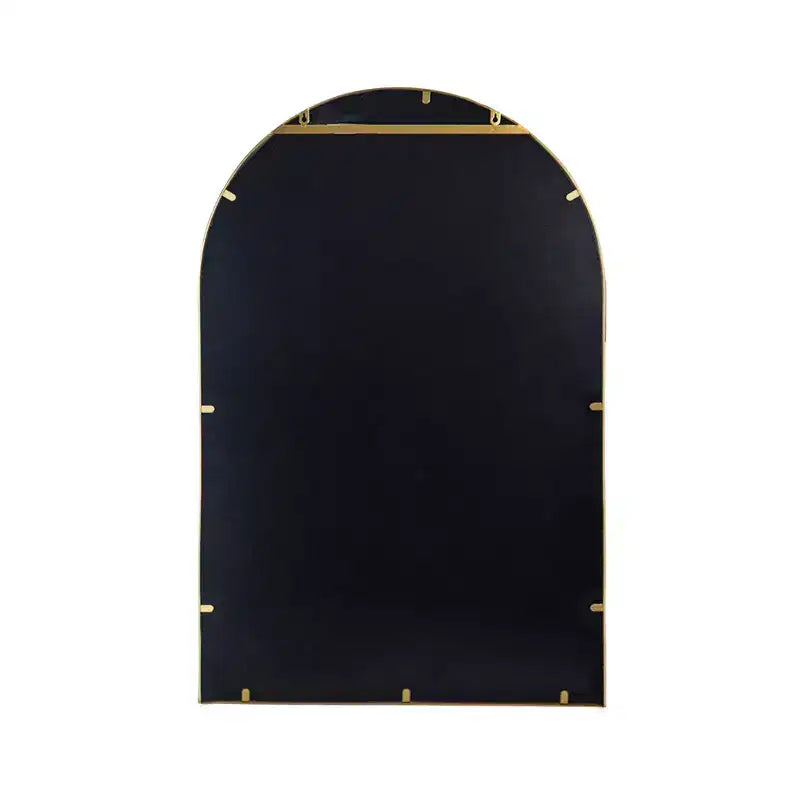 Specchio da parete arcuato 24 x 36 pollici con cornice in metallo dorato