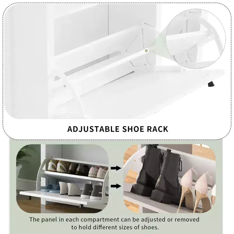 Mobile scarpiera indipendente, cassetti a ribalta con pannelli regolabili, scarpiera superiore con venature del legno per ingresso, corridoio