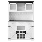 Bellemave Mobile Alto da Cucina 71" in Rovere Bianco - Porta Microonde, Anta Scorrevole, Presa di Corrente e Pannello Forato Fai-da-te, 3 Cassetti, Ripiani RegolabiliRovere Bianco