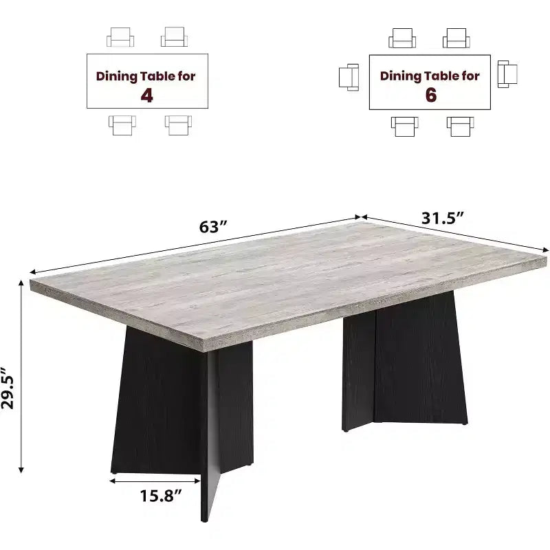 Tavolo da pranzo in legno per 6-8 persone, tavolo da cucina rettangolare da 160 cm con gambe a piedistallo, tavolo da pranzo moderno per sala da pranzo e soggiorno, senza sedie