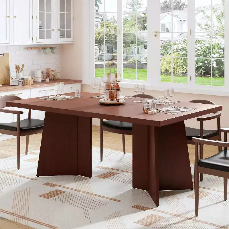 Tavolo da pranzo in legno per 6-8 persone, tavolo da cucina rettangolare da 160 cm con gambe a piedistallo, tavolo da pranzo moderno per sala da pranzo e soggiorno, senza sedie