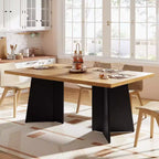 Tavolo da pranzo in legno per 6-8 persone, tavolo da cucina rettangolare da 160 cm con gambe a piedistallo, tavolo da pranzo moderno per sala da pranzo e soggiorno, senza sedie
