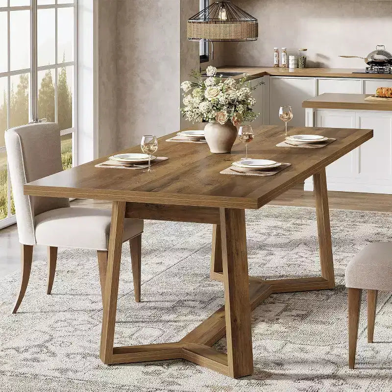 Tavolo da pranzo Lantine da 47 pollici per 4 persone, tavolo da cucina, tavolo da pranzo in legno rustico per casa, piccoli spazi, facile montaggio