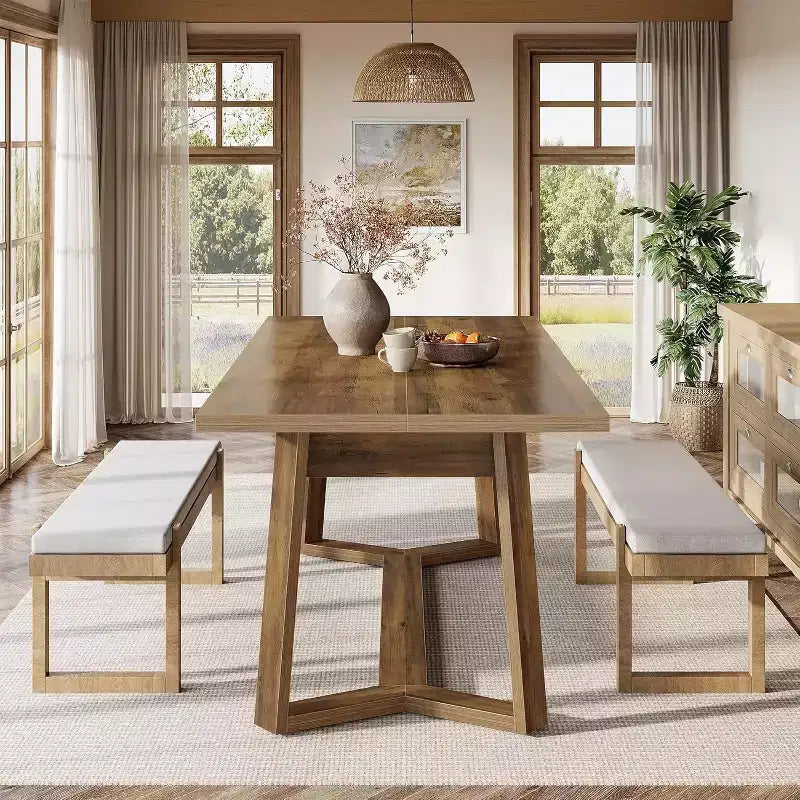 Tavolo da pranzo Lantine da 47 pollici per 4 persone, tavolo da cucina, tavolo da pranzo in legno rustico per casa, piccoli spazi, facile montaggio