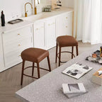 Okak Modern Set of 2 Comfortable Padded Bar Stools with Footrest & Sturdy Metal Frame,Counter Height Backless Seating