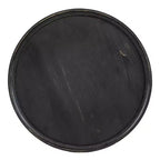 Tavolino rotondo a tre ripiani con ripiano in rattan, finitura nera, D23,5x25