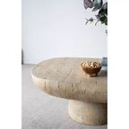 Tavolino da salotto ovale color crema 36x24x15