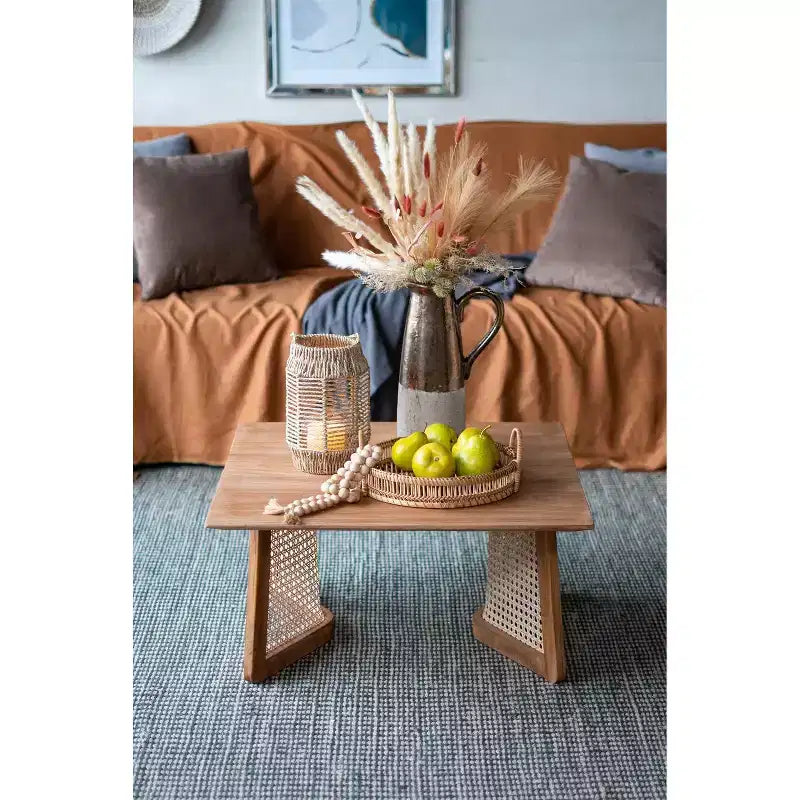Tavolino da Caffè Quadrato Basso in Legno Teak 70x70x35cm