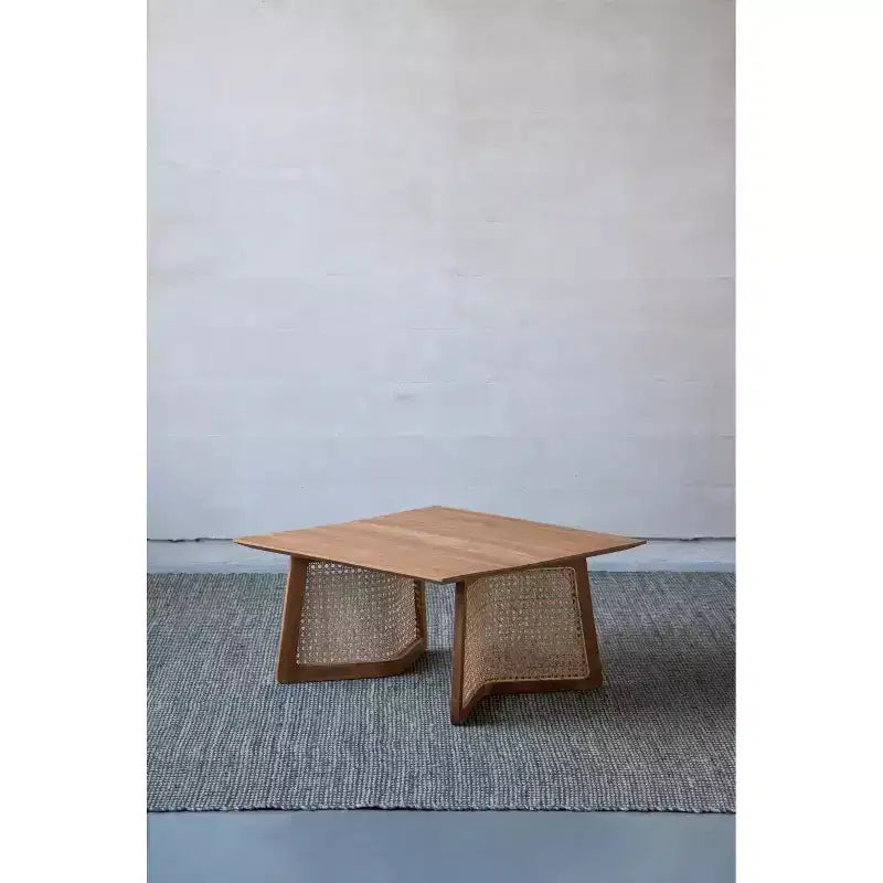 Tavolino da Caffè Quadrato Basso in Legno Teak 70x70x35cm