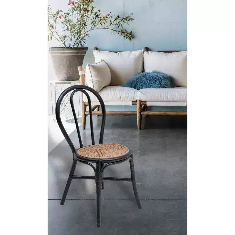 Set di 2 sedie da pranzo in rattan nero 15,5x20,5x35,5