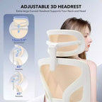 Sedia da Ufficio Ergonomica con Braccioli 3D, Poggiatesta e Schienale, Sedia Ergonomica in Rete Imbottita, Piedini Galvanizzati, Scatola Bianca, Beige