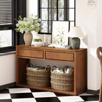 Tavolo Consolle Clihome 55, Tavolo d'Ingresso Rustico in Legno con Cassetti e Ripiano Aperto, Elegante Tavolo da Divano per Corridoio e Soggiorno