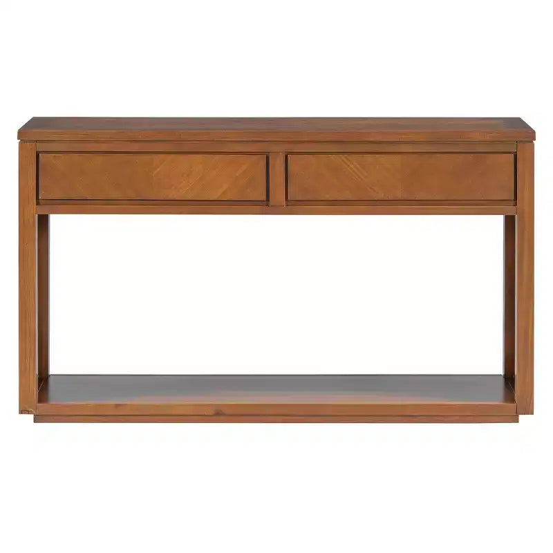 Tavolo Consolle Clihome 55, Tavolo d'Ingresso Rustico in Legno con Cassetti e Ripiano Aperto, Elegante Tavolo da Divano per Corridoio e Soggiorno