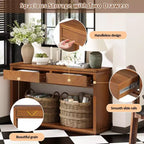 Tavolo Consolle Clihome 55, Tavolo d'Ingresso Rustico in Legno con Cassetti e Ripiano Aperto, Elegante Tavolo da Divano per Corridoio e Soggiorno