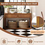 Tavolo Consolle Clihome 55, Tavolo d'Ingresso Rustico in Legno con Cassetti e Ripiano Aperto, Elegante Tavolo da Divano per Corridoio e Soggiorno