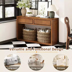 Tavolo Consolle Clihome 55, Tavolo d'Ingresso Rustico in Legno con Cassetti e Ripiano Aperto, Elegante Tavolo da Divano per Corridoio e Soggiorno
