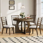 Set tavolo da pranzo rotondo da 5 pezzi Clihome per 4 persone con sedie, set tavolo da pranzo allungabile con 16 foglie centrali rimovibili per cucina, sala da pranzo
