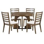 Set tavolo da pranzo rotondo da 5 pezzi Clihome per 4 persone con sedie, set tavolo da pranzo allungabile con 16 foglie centrali rimovibili per cucina, sala da pranzo