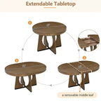 Set tavolo da pranzo rotondo da 5 pezzi Clihome per 4 persone con sedie, set tavolo da pranzo allungabile con 16 foglie centrali rimovibili per cucina, sala da pranzo