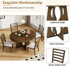 Set tavolo da pranzo rotondo da 5 pezzi Clihome per 4 persone con sedie, set tavolo da pranzo allungabile con 16 foglie centrali rimovibili per cucina, sala da pranzo