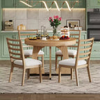 Set tavolo da pranzo rotondo da 5 pezzi Clihome per 4 persone con sedie, set tavolo da pranzo allungabile con 16 foglie centrali rimovibili per cucina, sala da pranzo