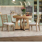 Set tavolo da pranzo rotondo da 5 pezzi Clihome per 4 persone con sedie, set tavolo da pranzo allungabile con 16 foglie centrali rimovibili per cucina, sala da pranzo