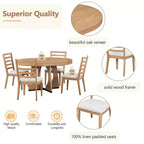 Set tavolo da pranzo rotondo da 5 pezzi Clihome per 4 persone con sedie, set tavolo da pranzo allungabile con 16 foglie centrali rimovibili per cucina, sala da pranzo
