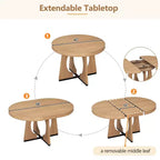 Set tavolo da pranzo rotondo da 5 pezzi Clihome per 4 persone con sedie, set tavolo da pranzo allungabile con 16 foglie centrali rimovibili per cucina, sala da pranzo