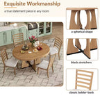 Set tavolo da pranzo rotondo da 5 pezzi Clihome per 4 persone con sedie, set tavolo da pranzo allungabile con 16 foglie centrali rimovibili per cucina, sala da pranzo