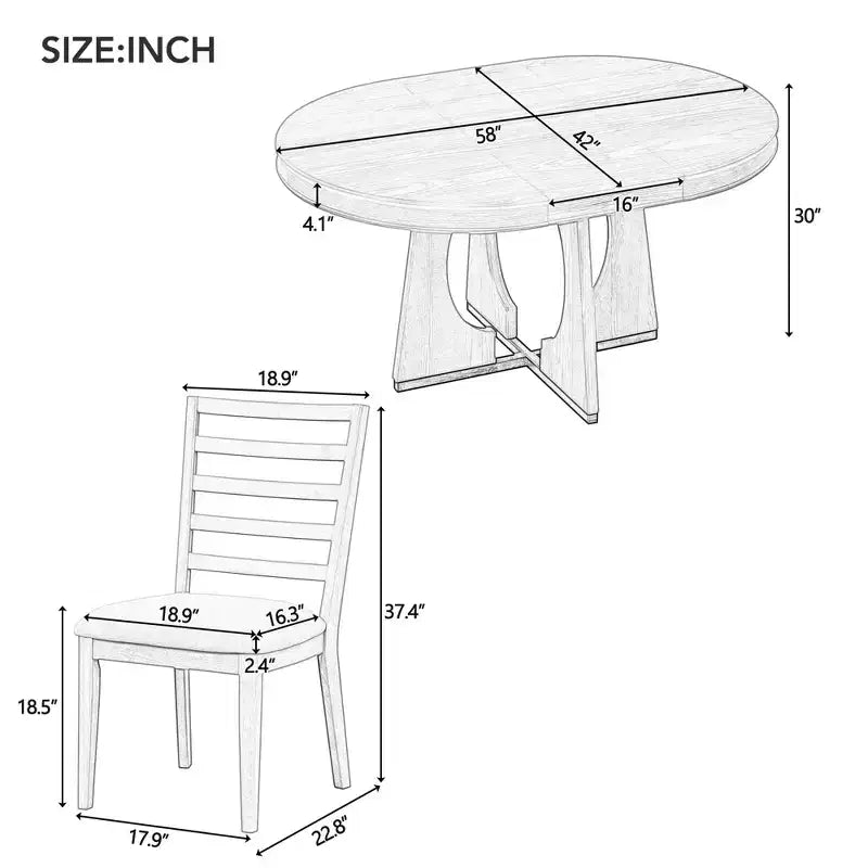 Set tavolo da pranzo rotondo da 5 pezzi Clihome per 4 persone con sedie, set tavolo da pranzo allungabile con 16 foglie centrali rimovibili per cucina, sala da pranzo