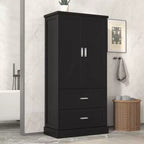 GDFStudio Amelia, armadietto alto da bagno in legno moderno con cassetti, vano contenitore a due ante e scaffali integrati sulle ante