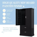 GDFStudio Amelia, armadietto alto da bagno in legno moderno con cassetti, vano contenitore a due ante e scaffali integrati sulle ante