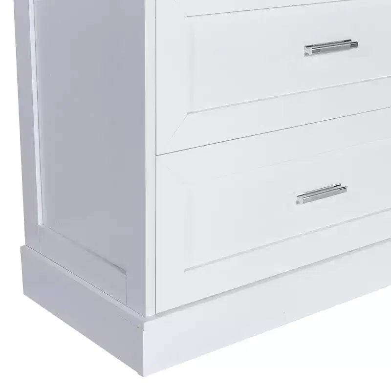 GDFStudio Amelia, armadietto alto da bagno in legno moderno con cassetti, vano contenitore a due ante e scaffali integrati sulle ante