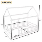 Okak Letto a Piattaforma Moderno Doppio/Matrimoniale in Pino con Tetto a Casetta e Recinzione, Letto in Legno per Camera dei Bambini, Camera da Letto