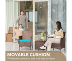 Set di mobili da patio a 3 pezzi, set da conversazione per esterni, sedie in vimini e rattan per tutte le stagioni con cuscini e tavolino da caffè, posti a sedere per patio, portico, prato, piscina