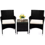 Patio Furniture Set 3 Piece Outdoor Conversation Set, All Weather Wicker Rattan Chairs with Cushions and Coffee Table, Patio Seating Porch Lawn Pool