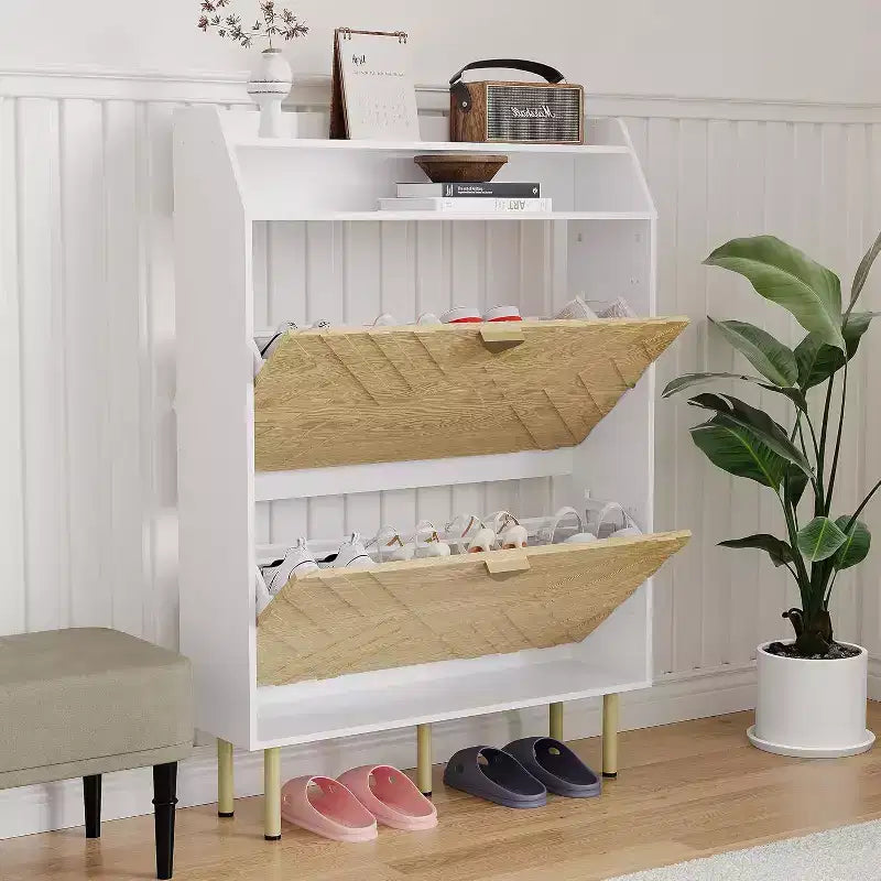 Acekool Scarpiera con 3 Cassetti Inclinati, Scarpiera Nascosta Regolabile, Porta Scarpe Sottile per Ingresso e Corridoio, 114,3 A x 79,2 L x 23,3 P cm