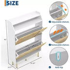 Acekool Scarpiera con 3 Cassetti Inclinati, Scarpiera Nascosta Regolabile, Porta Scarpe Sottile per Ingresso e Corridoio, 114,3 A x 79,2 L x 23,3 P cm