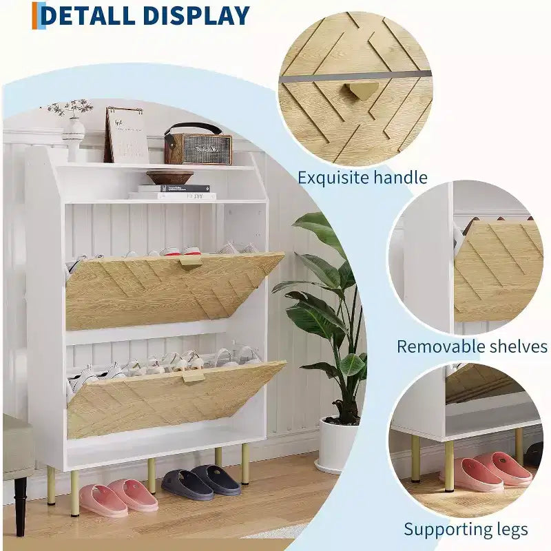 Acekool Scarpiera con 3 Cassetti Inclinati, Scarpiera Nascosta Regolabile, Porta Scarpe Sottile per Ingresso e Corridoio, 114,3 A x 79,2 L x 23,3 P cm