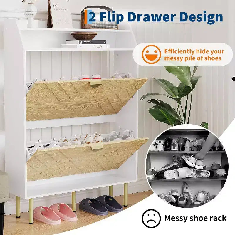 Acekool Scarpiera con 3 Cassetti Inclinati, Scarpiera Nascosta Regolabile, Porta Scarpe Sottile per Ingresso e Corridoio, 114,3 A x 79,2 L x 23,3 P cm