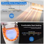 Dyonery Smart Toilet, Coperchio con apertura/chiusura automatica, Barriera in schiuma, WC allungato senza serbatoio, Sedile riscaldato, Scarico automatico
